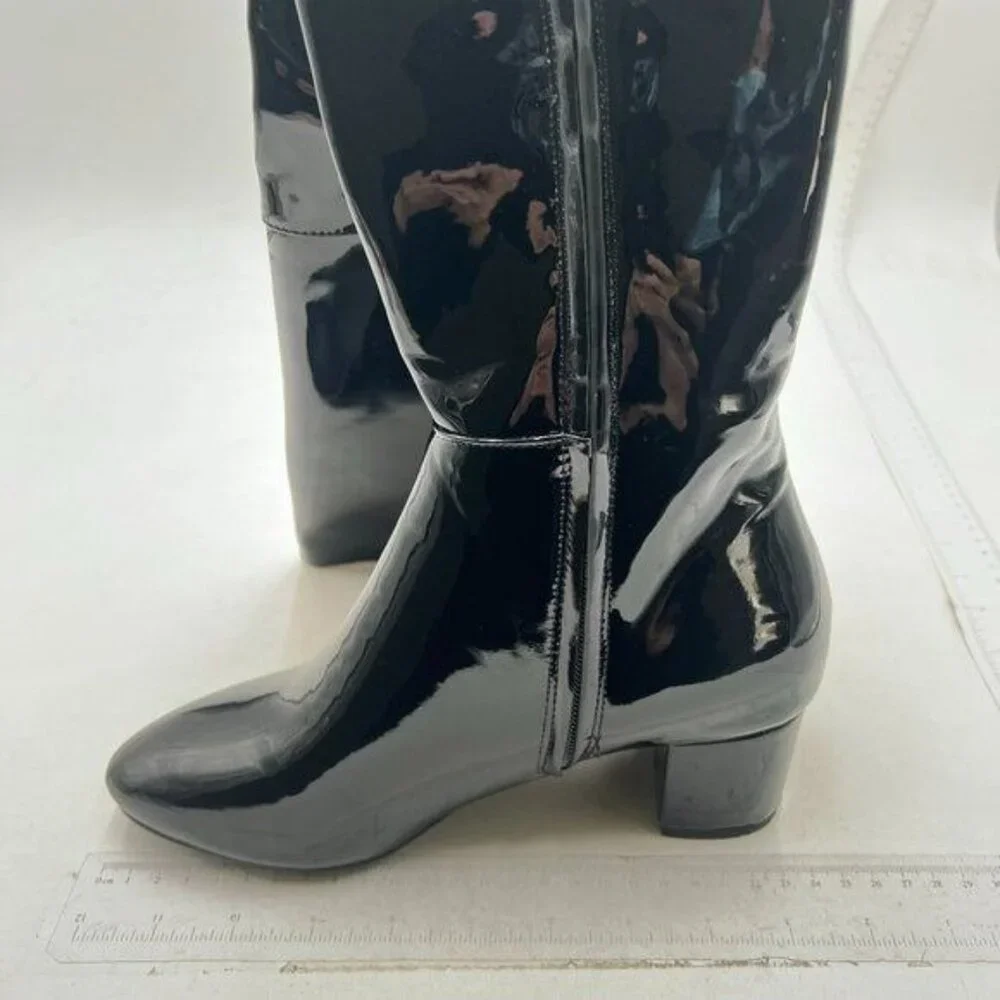 Over The Knee High Boots for Women Knee High Boots Chunky Block Heel Black Shoes